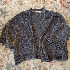 Lucky Penny Green-Gray Velvet Open Front Cardigan